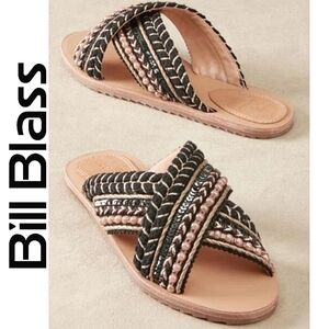 BILL BLASS Jaden Pearl Crisscross 0k Slide Slip-On Mule Sandal